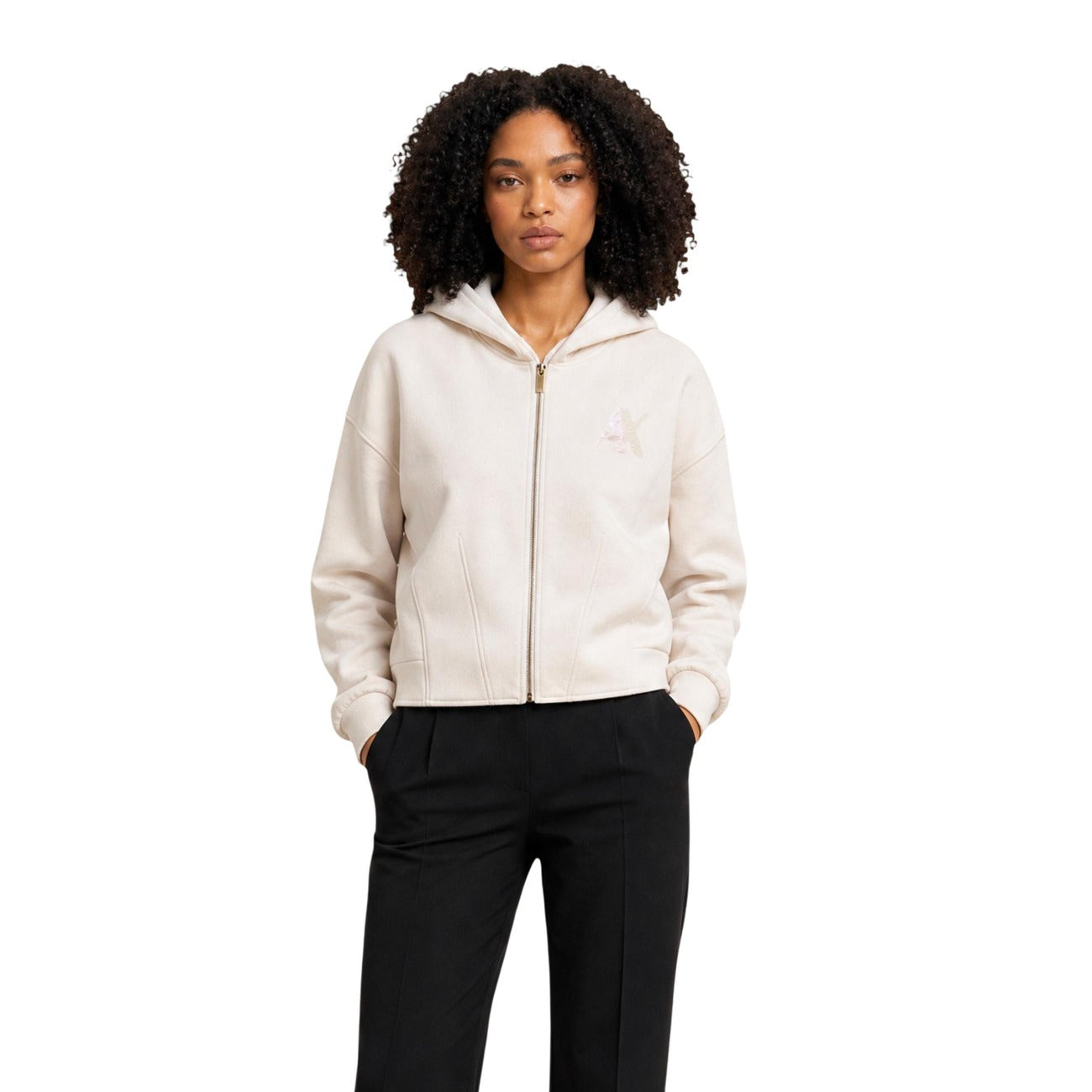 Women's beige zipped hoodie Armani Exchange