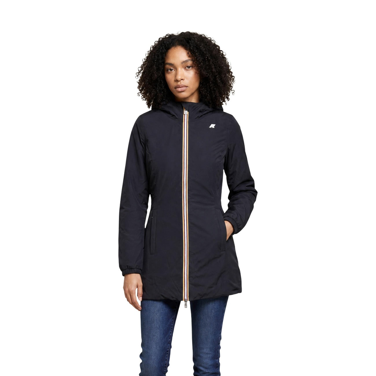 Women's K-Way Hooded Jacket – Black and Burgundy