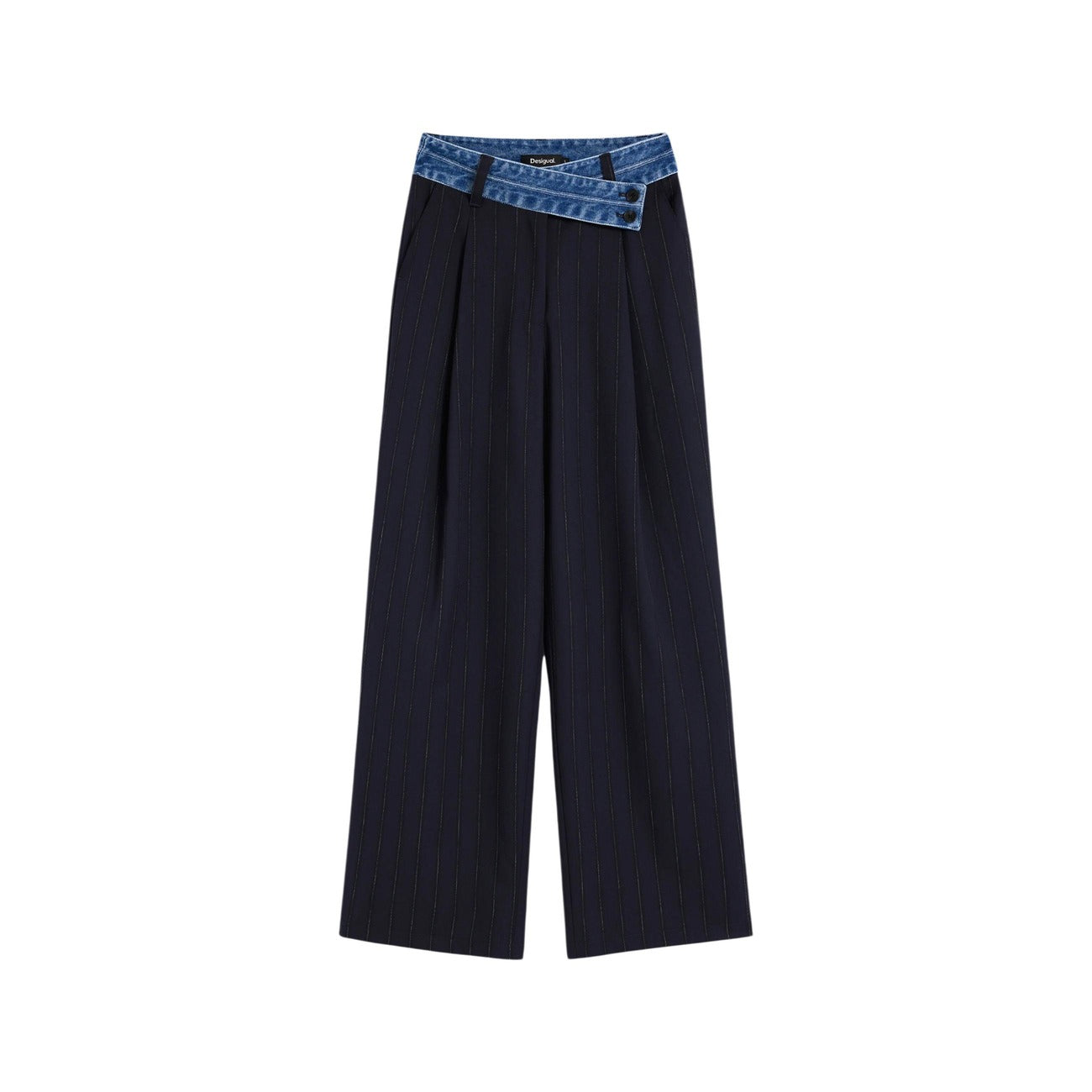 Desigual Women's Fine Striped Trousers – Black