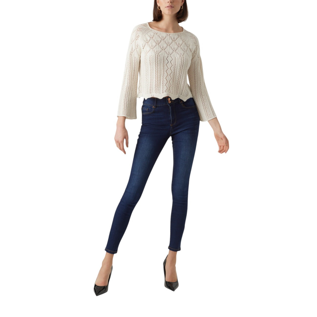 Vero Moda women's cotton jumper – Beige / Black