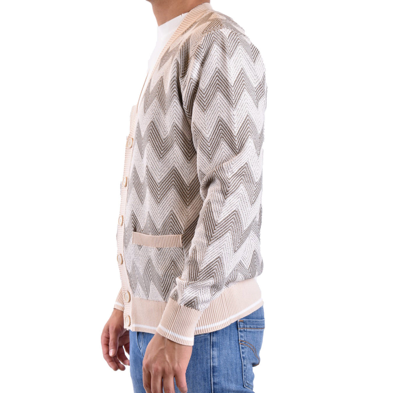 Men's Missoni striped cotton cardigan – Beige