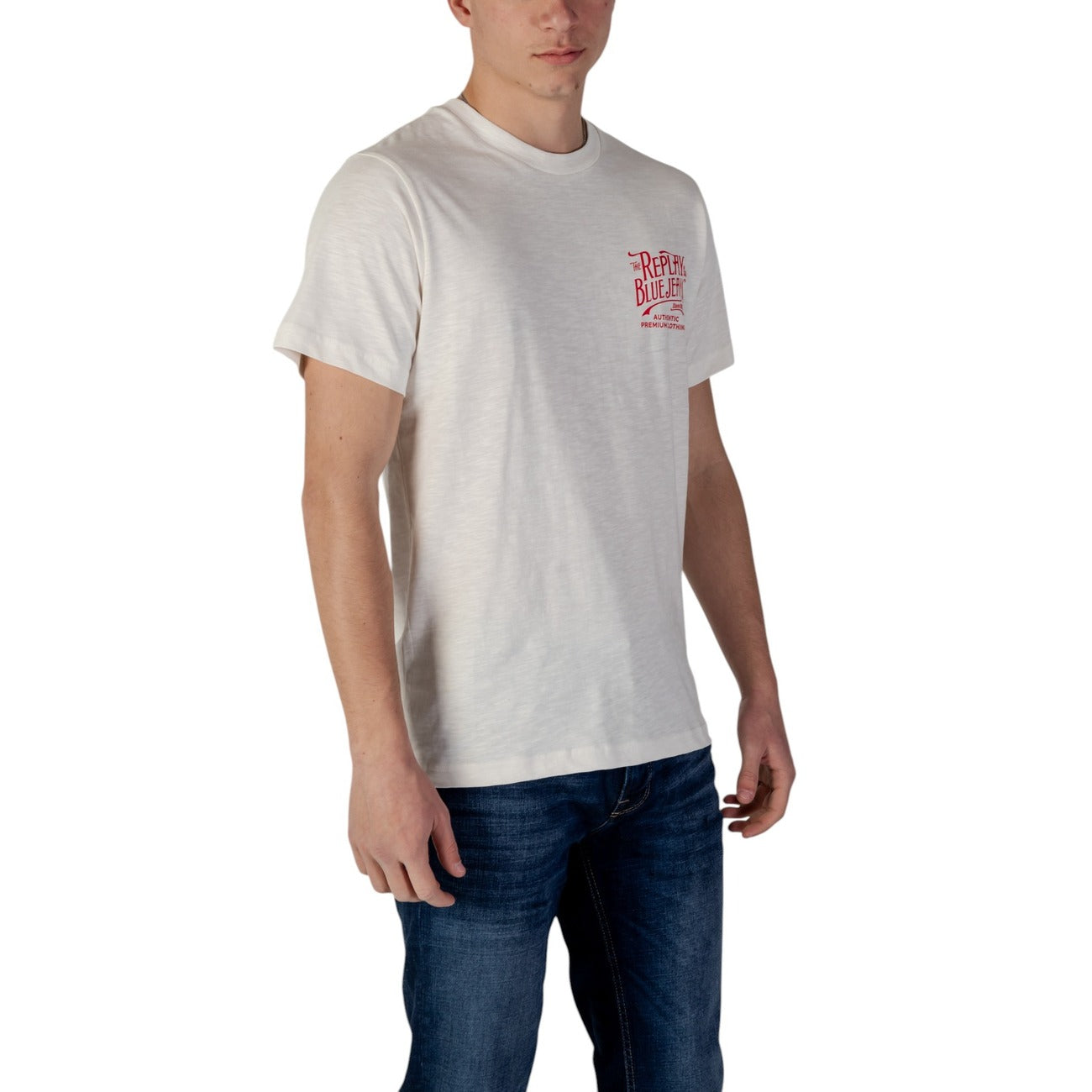 Men's Replay Printed 100% Cotton T-Shirt – Beige