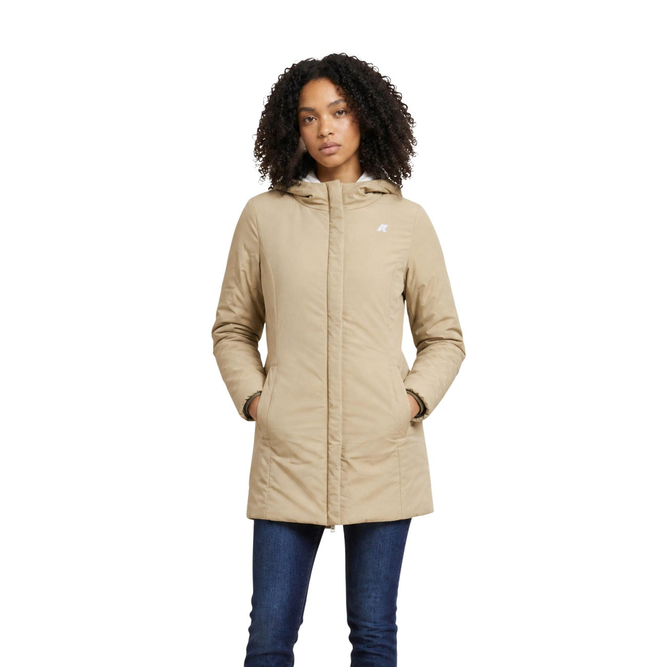 Women's K-Way Hooded Jacket – Black and Burgundy