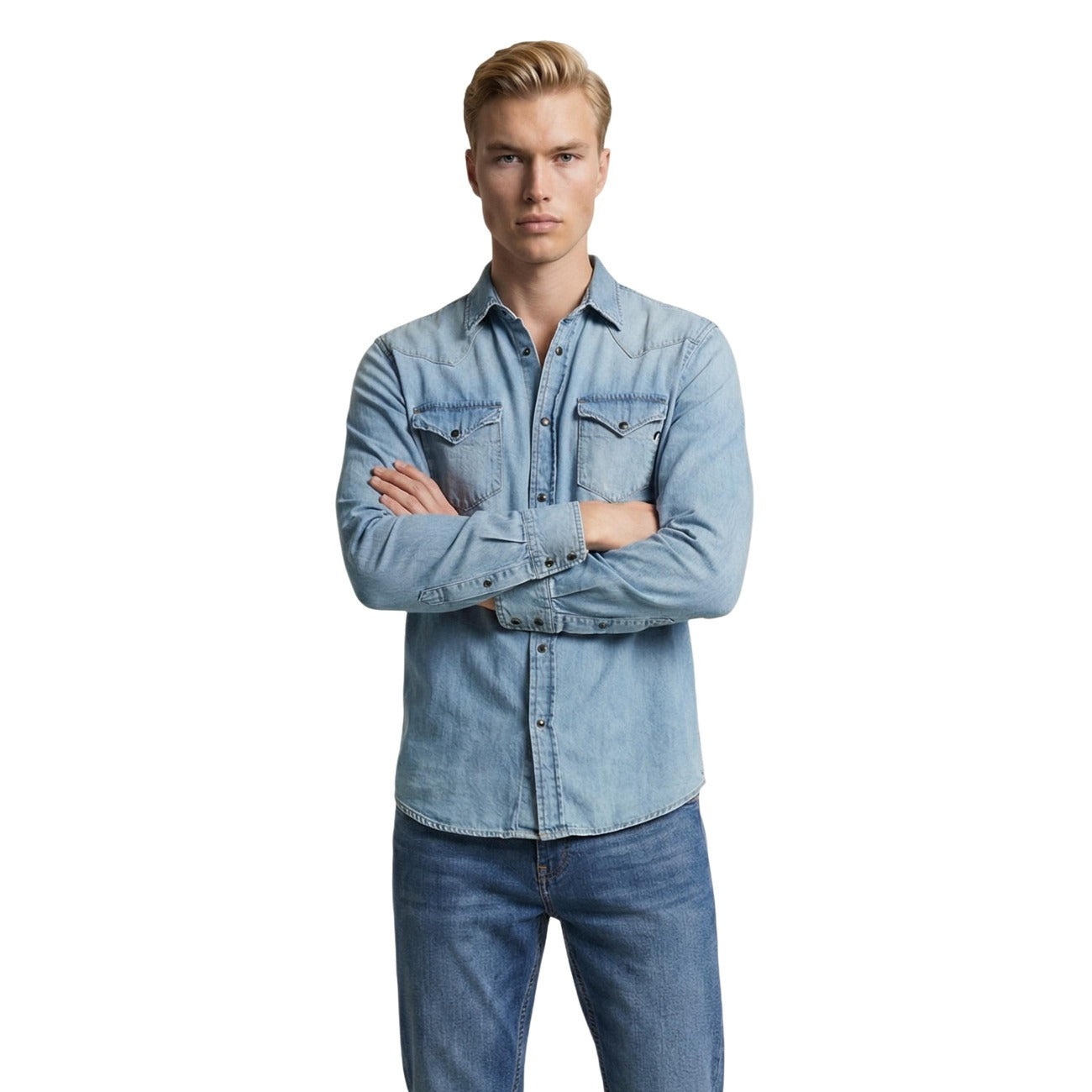 Men's Replay cotton shirt – Azure blue