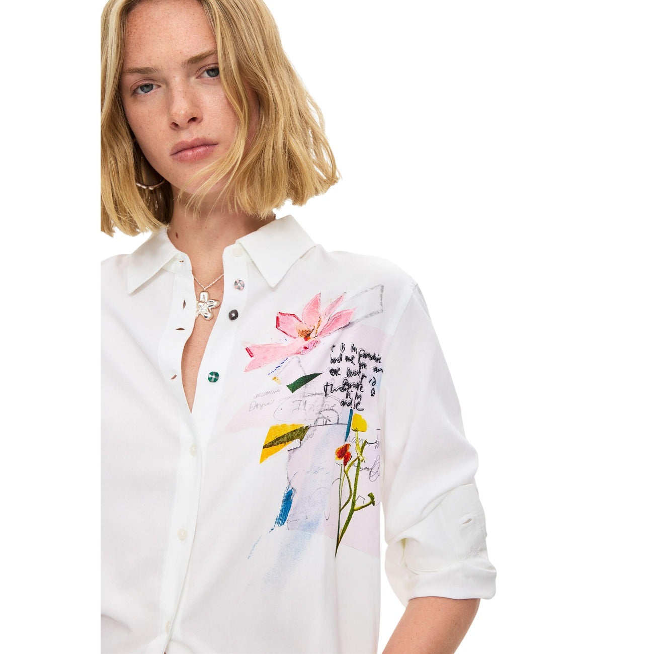 Chemise Desigual Tamesis Femme Florale – Blanche
