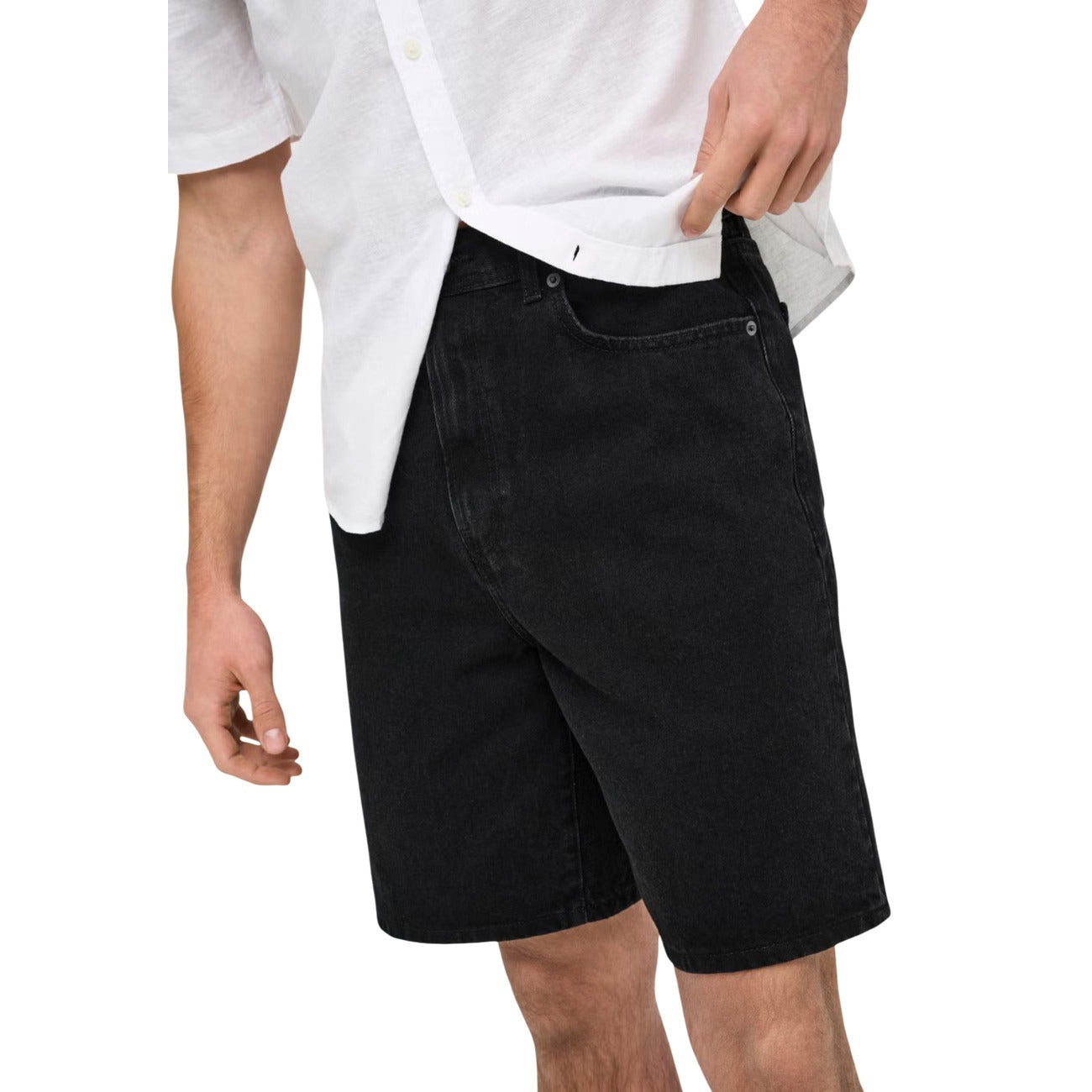 Only & Sons Men's Denim Bermuda Shorts – Black
