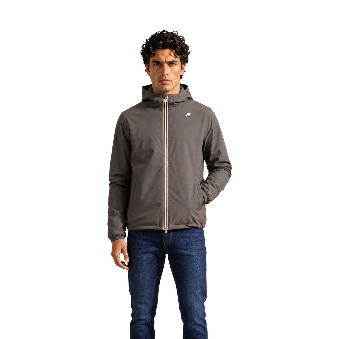 Men's K-Way Hooded Jacket – Blue and Green