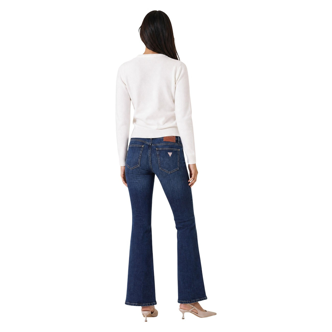 Guess Women's LS CN ALICIA BEAR SW Jumper – White